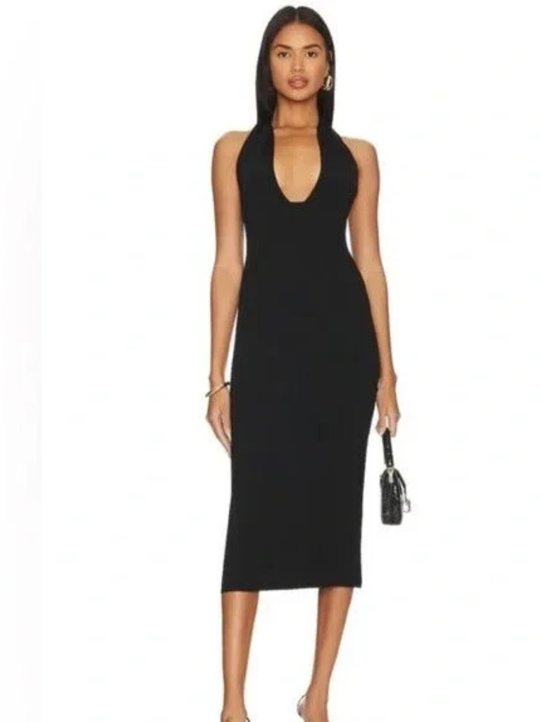Share ~ $128 Weworewhat Women's Halter Midi Dress Black L - Nwot ~